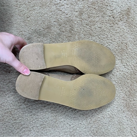 Stuart Weitzman Guything lizard print suede tassel tan loafers - Picture 7 of 9